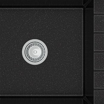 MEXEN MEXEN - Elias granitový drez 1 misa drez s vypúšťaním krátky Board 795x480 mm, čierna / kovové striebro 6511791005-73