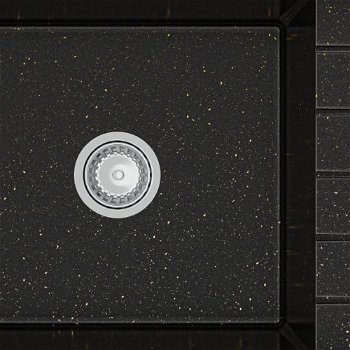 MEXEN MEXEN - Elias granitový drez 1 misa drez s vypúšťaním krátky Board 795x480 mm, čierna / kovové zlato 6511791005-75
