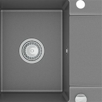MEXEN MEXEN - Enzo granitový drez 1-misa drez s vypúšťaním krátky Board 576x465 mm, sivá 6506571005-71