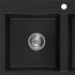MEXEN MEXEN - Hektor granitový drez 2-bowl 800 x 480 mm, čierna, sifón chróm 6521802000-77