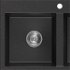 MEXEN MEXEN - Hektor granitový drez 2-bowl 800 x 480 mm, čierna/strieborná metalík, sifón chróm 6521802000-73