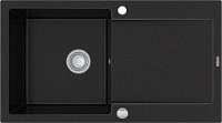 MEXEN MEXEN - Leo granitový drez 1 s odkvapkávačom 900x500 mm, čierna / strieborná metalíza 6501901010-73