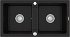 MEXEN MEXEN - Mario granitový drez dve bunky 820x436 mm, čierna / strieborná metalíza 6504822000-73