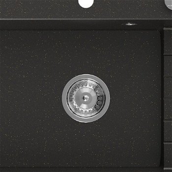 MEXEN MEXEN - Omar granitový drez 800 x 480 mm, čierna / zlatá metalik, sifón chróm 6520801005-75