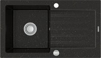 MEXEN MEXEN - Pablo granitový drez 1 s odkvapkávačom 752x436 mm, čierna / zlatá kovová 6510751010-75