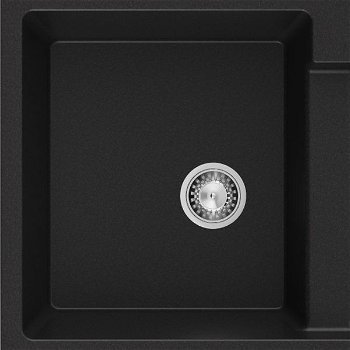 MEXEN MEXEN - Tomas granitový drez 2-bowl 800x500 mm, čierna, sifón chróm 6516802000-77