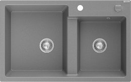 MEXEN MEXEN - Tomas granitový drez 2-bowl 800x500 mm, sivý, sifón chróm 6516802000-71