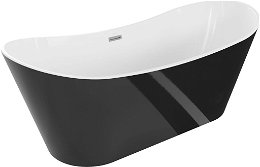 MEXEN - Montana vaňa voľne stojaca 180x80 cm, biela/čierna, čierny sifón 52011808075-B