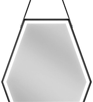 MEXEN - Orlá zrkadlo s osvetlením 50 x 70 cm, LED 6000K, čierny rám 9815-050-070-611-70