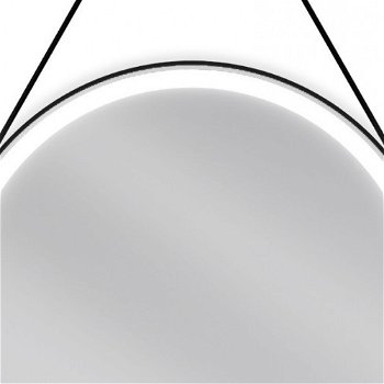 MEXEN - Reni zrkadlo s osvetlením, 60 cm, LED 6000K, čierny rám 9812-060-060-611-70