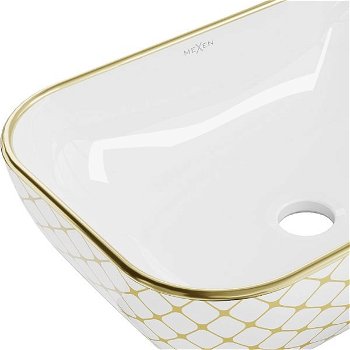 MEXEN - Rita umývadlo na dosku 45 x 32 cm, biela/zlatá vzor 21084509