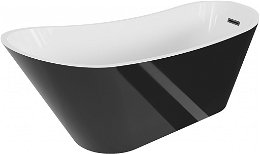 MEXEN/S - Alta vaňa voľne stojaca 170 x 75 cm, biela/čierna, sifón a prepad čierna 52141707575-70