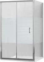 MEXEN/S - Apia sprchovací kút posuvný 100x80, sklo transparent/pruhy, chróm + vanička 840-100-080-01-20-4010