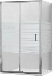 MEXEN/S - Apia sprchovací kút posuvný 100x90, sklo transparent/pruhy, chróm + vanička 840-100-090-01-20-4010