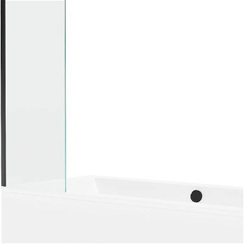 MEXEN/S - Cube obdĺžniková vaňa 170 x 80 cm s panelom + vaňová zástena 50 cm, transparent, čierna 550517080X9505000070