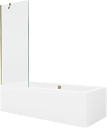 MEXEN/S - Cube obdĺžniková vaňa 170 x 80 cm s panelom + vaňová zástena 70 cm, transparent, zlatá 550517080X9507000050