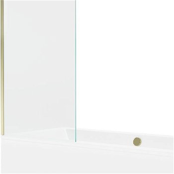 MEXEN/S - Cube obdĺžniková vaňa 170 x 80 cm s panelom + vaňová zástena 80 cm, transparent, zlatá 550517080X9508000050