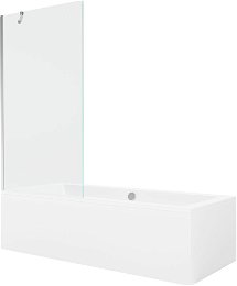 MEXEN/S - Cube obdĺžniková vaňa 170 x 80 cm s panelom + vaňová zástena 90 cm, transparent, chróm 550517080X9509000001