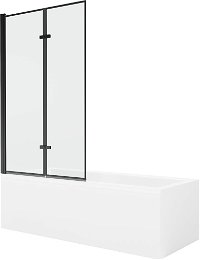 MEXEN/S - Cubik obdĺžniková vaňa 150 x 70 cm s panelom + vaňová zástena 100 cm, čierna vzor 550315070X9210027070