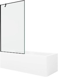 MEXEN/S - Cubik obdĺžniková vaňa 150 x 70 cm s panelom + vaňová zástena 100 cm, čierna vzor 550315070X9510007070