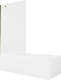 MEXEN/S - Cubik obdĺžniková vaňa 150 x 70 cm s panelom + vaňová zástena 100 cm, transparent, zlatá 550315070X9510000050
