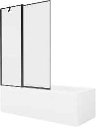 MEXEN/S - Cubik obdĺžniková vaňa 150 x 70 cm s panelom + vaňová zástena 120 cm, čierna vzor 550315070X9412117070