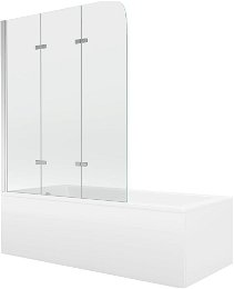MEXEN/S - Cubik obdĺžniková vaňa 150 x 70 cm s panelom + vaňová zástena 120 cm, transparent, chróm 550315070X9012030100