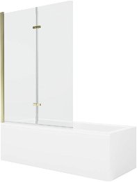 MEXEN/S - Cubik obdĺžniková vaňa 150 x 70 cm s panelom + vaňová zástena 120 cm, transparent, zlatá 550315070X9212025000