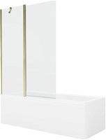 MEXEN/S - Cubik obdĺžniková vaňa 150 x 70 cm s panelom + vaňová zástena 120 cm, transparent, zlatá 550315070X9412115000