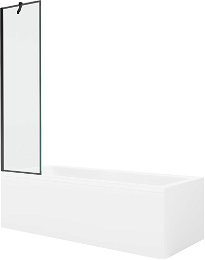 MEXEN/S - Cubik obdĺžniková vaňa 150 x 70 cm s panelom + vaňová zástena 50 cm, čierna vzor 550315070X9505007070