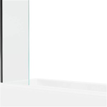 MEXEN/S - Cubik obdĺžniková vaňa 150 x 70 cm s panelom + vaňová zástena 50 cm, transparent, čierna 550315070X9505000070