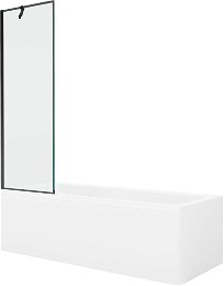MEXEN/S - Cubik obdĺžniková vaňa 150 x 70 cm s panelom + vaňová zástena 60 cm, čierna vzor 550315070X9506007070
