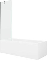 MEXEN/S - Cubik obdĺžniková vaňa 150 x 70 cm s panelom + vaňová zástena 60 cm, transparent, chróm 550315070X9506000001