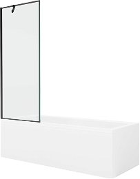 MEXEN/S - Cubik obdĺžniková vaňa 150 x 70 cm s panelom + vaňová zástena 70 cm, čierna vzor 550315070X9507007070
