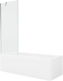 MEXEN/S - Cubik obdĺžniková vaňa 150 x 70 cm s panelom + vaňová zástena 70 cm, transparent, chróm 550315070X9507000001