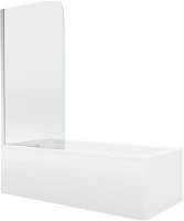 MEXEN/S - Cubik obdĺžniková vaňa 150 x 70 cm s panelom + vaňová zástena 75 cm, transparent, chróm 550315070X9007510100