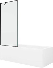 MEXEN/S - Cubik obdĺžniková vaňa 150 x 70 cm s panelom + vaňová zástena 80 cm, čierna vzor 550315070X9508007070