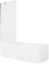MEXEN/S - Cubik obdĺžniková vaňa 150 x 70 cm s panelom + vaňová zástena 80 cm, transparent, chróm 550315070X9508000001