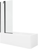 MEXEN/S - Cubik obdĺžniková vaňa 150 x 70 cm s panelom + vaňová zástena 80 cm, transparent, čierna 550315070X9408117000