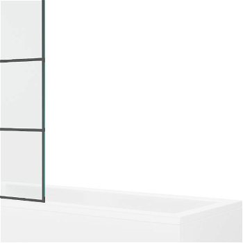 MEXEN/S - Cubik obdĺžniková vaňa 150 x 70 cm s panelom + vaňová zástena 90 cm, čierna vzor 550315070X9509007077