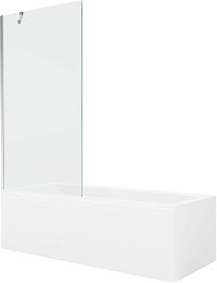 MEXEN/S - Cubik obdĺžniková vaňa 150 x 70 cm s panelom + vaňová zástena 90 cm, transparent, chróm 550315070X9509000001