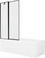 MEXEN/S - Cubik obdĺžniková vaňa 160 x 70 cm s panelom + vaňová zástena 100 cm, čierna vzor 550316070X9410117070
