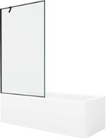 MEXEN/S - Cubik obdĺžniková vaňa 160 x 70 cm s panelom + vaňová zástena 100 cm, čierna vzor 550316070X9510007070