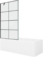 MEXEN/S - Cubik obdĺžniková vaňa 160 x 70 cm s panelom + vaňová zástena 100 cm, čierna vzor 550316070X9510007077