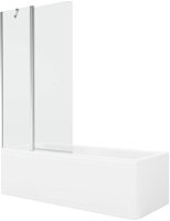 MEXEN/S - Cubik obdĺžniková vaňa 160 x 70 cm s panelom + vaňová zástena 100 cm, transparent, chróm 550316070X9410110100