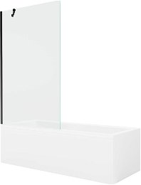MEXEN/S - Cubik obdĺžniková vaňa 160 x 70 cm s panelom + vaňová zástena 100 cm, transparent, čierna 550316070X9510000070