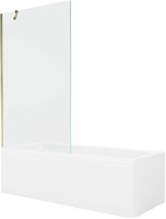 MEXEN/S - Cubik obdĺžniková vaňa 160 x 70 cm s panelom + vaňová zástena 100 cm, transparent, zlatá 550316070X9510000050