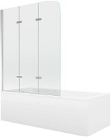 MEXEN/S - Cubik obdĺžniková vaňa 160 x 70 cm s panelom + vaňová zástena 120 cm, transparent, chróm 550316070X9012030100