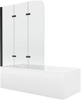 MEXEN/S - Cubik obdĺžniková vaňa 160 x 70 cm s panelom + vaňová zástena 120 cm, transparent, čierna 550316070X9012037000