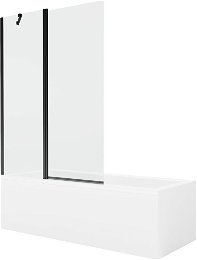 MEXEN/S - Cubik obdĺžniková vaňa 160 x 70 cm s panelom + vaňová zástena 120 cm, transparent, čierna 550316070X9412117000